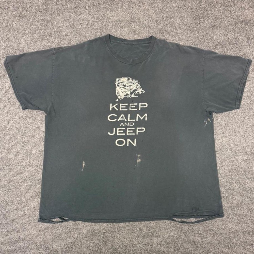 Vintage Y2K Jeep Graphic Tee Faded Black Distressed Thrashed Mens XL Salida CO